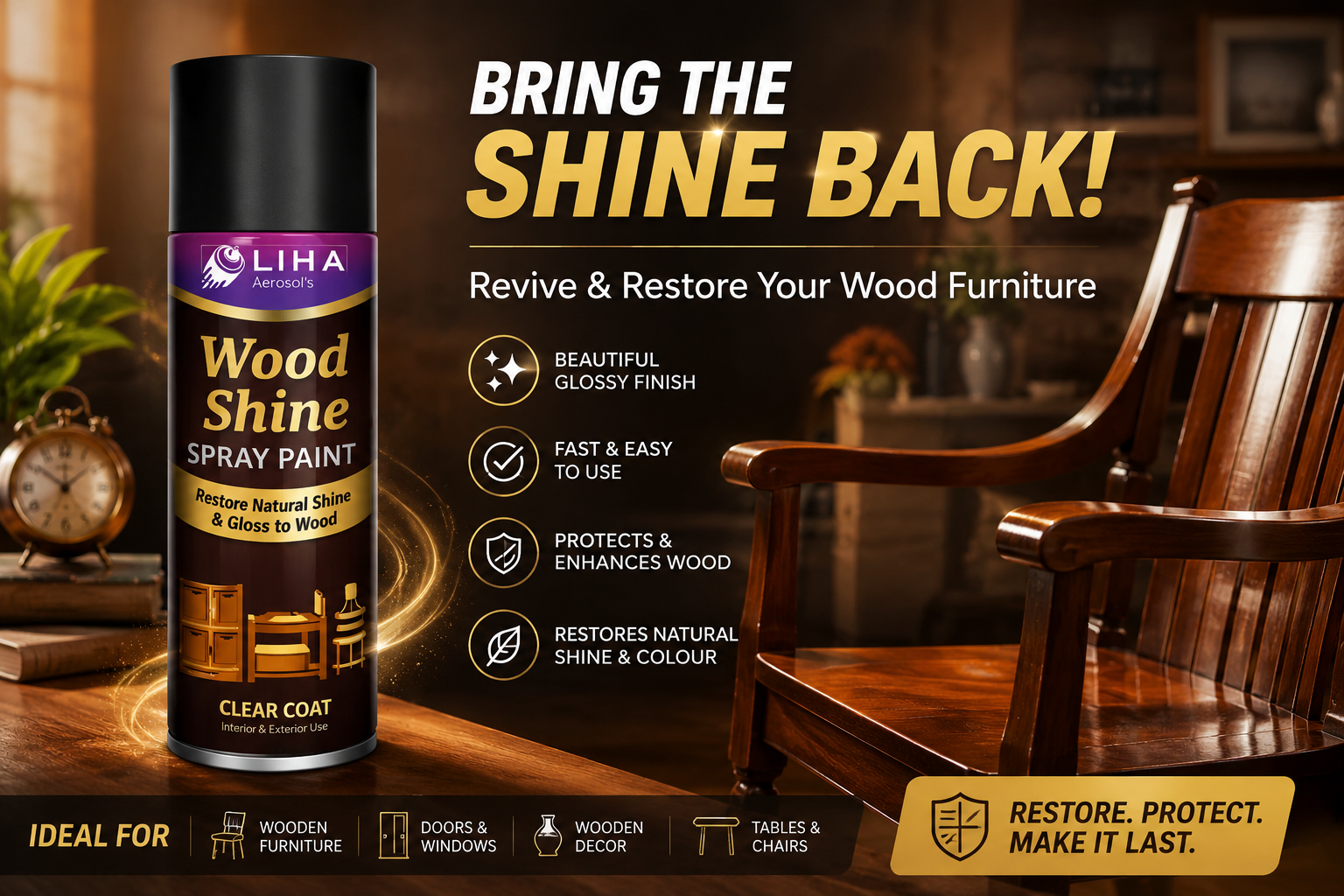 LIHA Wood Shine Spray – Restore Natural Shine & Gloss to Wood