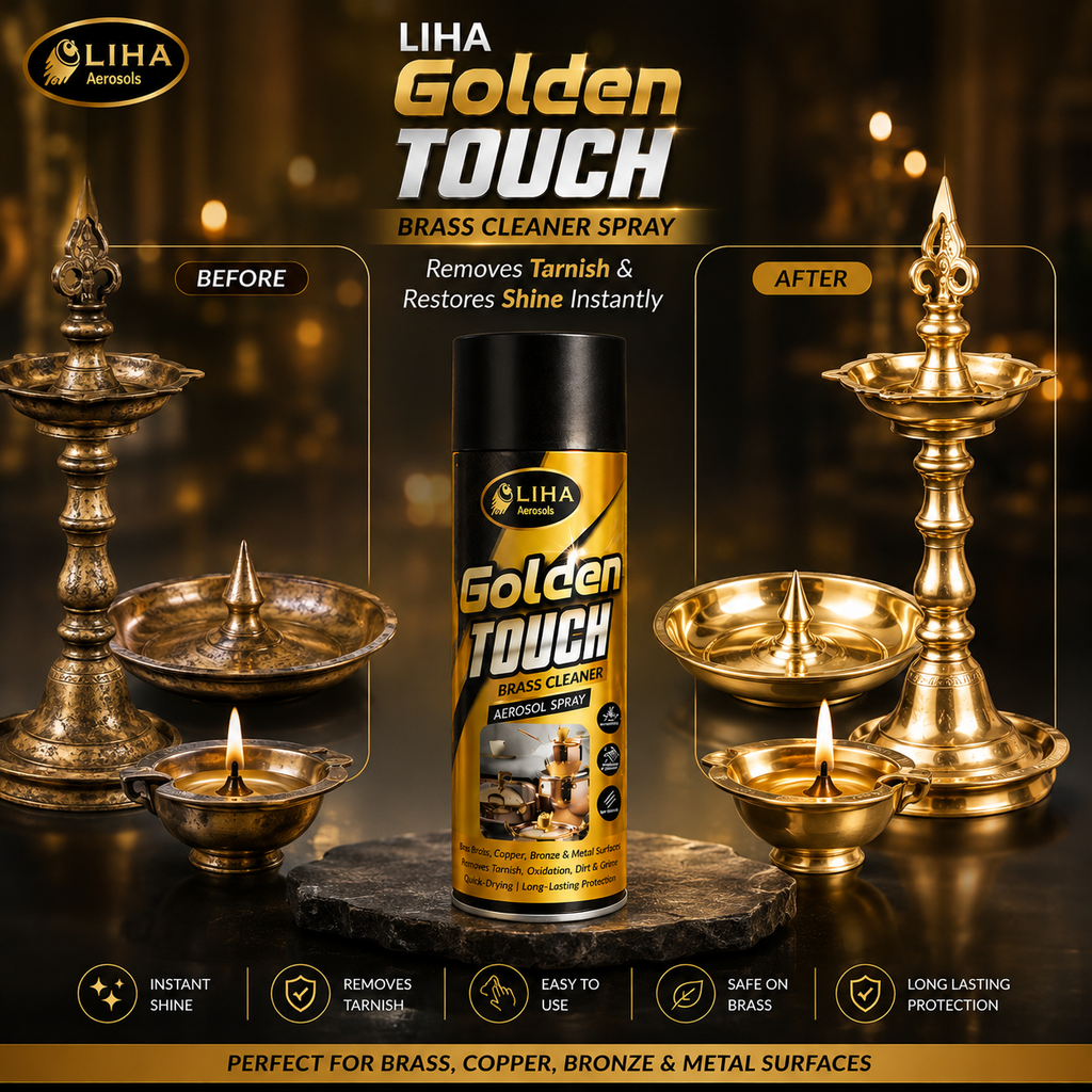 LIHA Golden Touch Brass Cleaner Spray – Removes Tarnish & Restores Shine Instantly