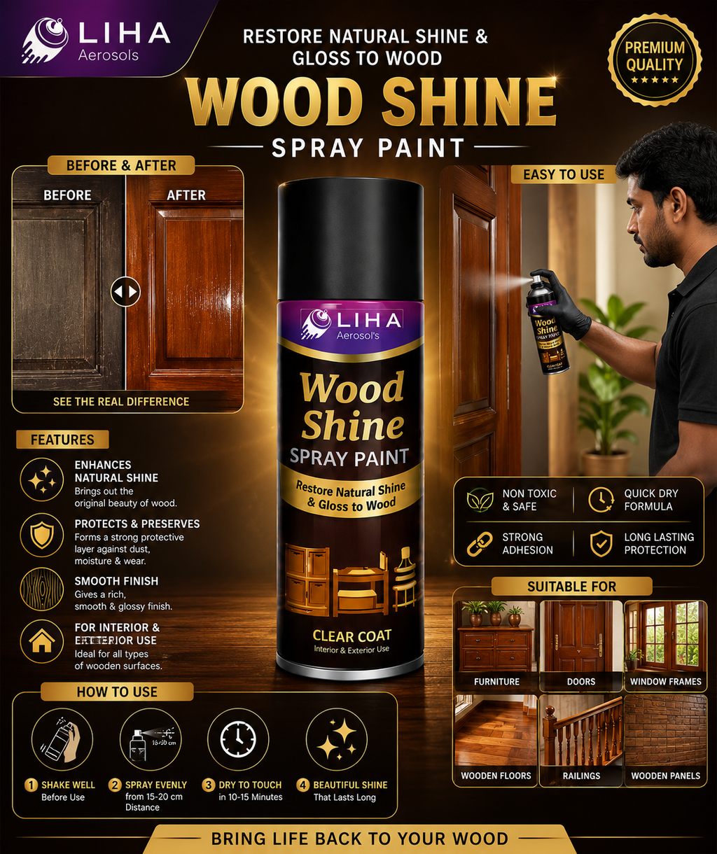 LIHA Wood Shine Spray – Restore Natural Shine & Gloss to Wood