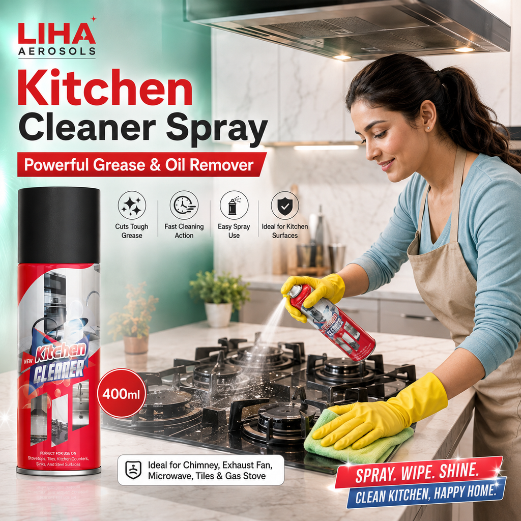 LIHA Kitchen Cleaner Spray 400ml – Powerful Grease & Oil Remover for Chimney, Exhaust Fan, Microwave, Tiles & Gas Stove