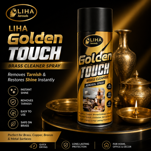 LIHA Golden Touch Brass Cleaner Spray – Removes Tarnish & Restores Shine Instantly