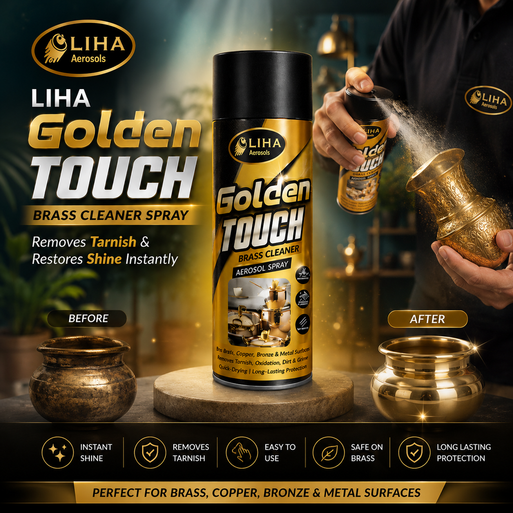 LIHA Golden Touch Brass Cleaner Spray – Removes Tarnish & Restores Shine Instantly