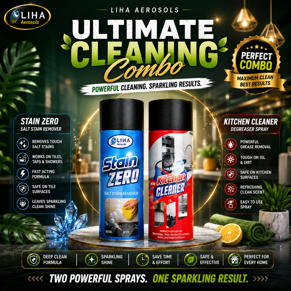 LIHA Ultimate Kitchen & Stain Cleaning Combo – Kitchen Cleaner 400ml + Stain ZERO 500ml
