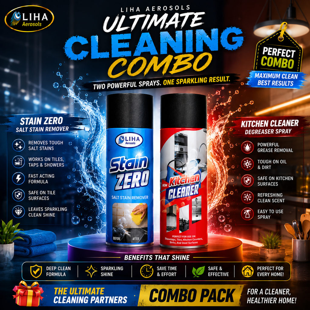 LIHA Ultimate Kitchen & Stain Cleaning Combo – Kitchen Cleaner 400ml + Stain ZERO 500ml