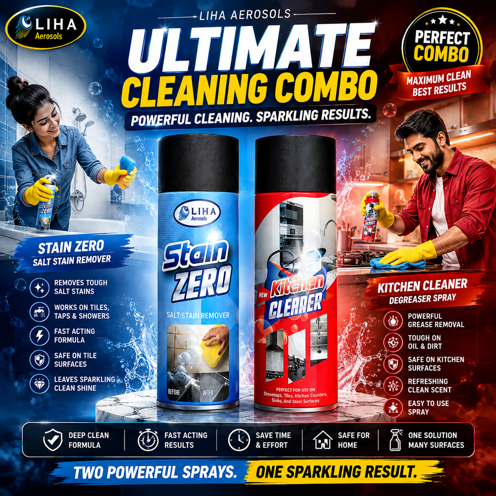 LIHA Ultimate Kitchen & Stain Cleaning Combo – Kitchen Cleaner 400ml + Stain ZERO 500ml